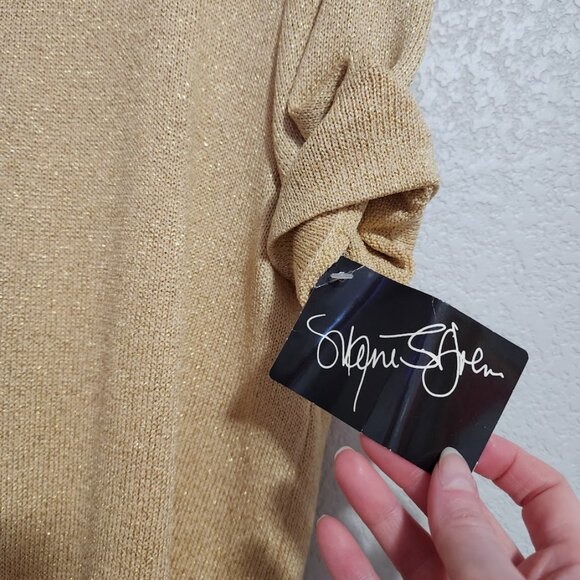 ST JOHN VINTAGE zip up golden sweater top short sleeve NEW WITH TAGS size S - Picture 8 of 9